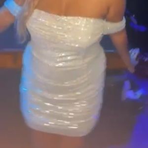 Pretty little thing Plus Cream Sequin Bardot Bodycon Dress